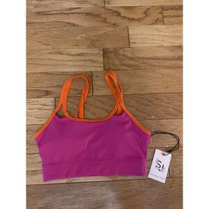 NWT Sincerely Jules women's Pink & Orange strappy Sports Bra size xs
